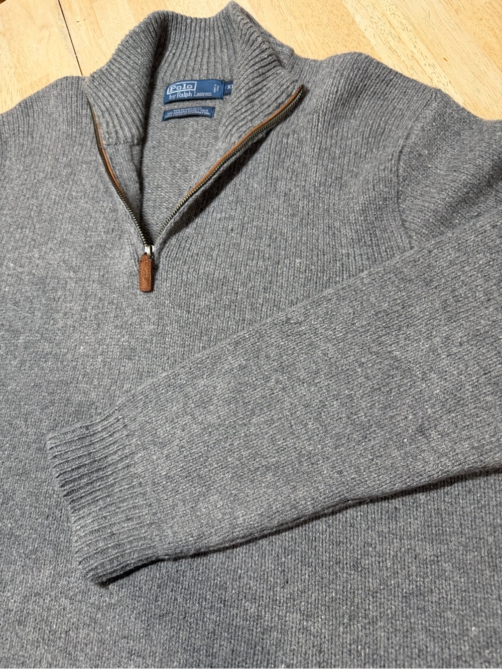 Polo Ralph Lauren Angora Rabbit Hair Quarter Zip Merino Wool Sweater Gray XL